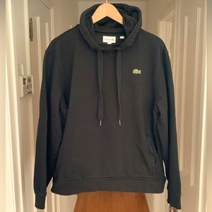 Lacoste XL Sz 6 Hooded Sweatshirt Pullover Hoodie Black - GREAT Condition SH1527